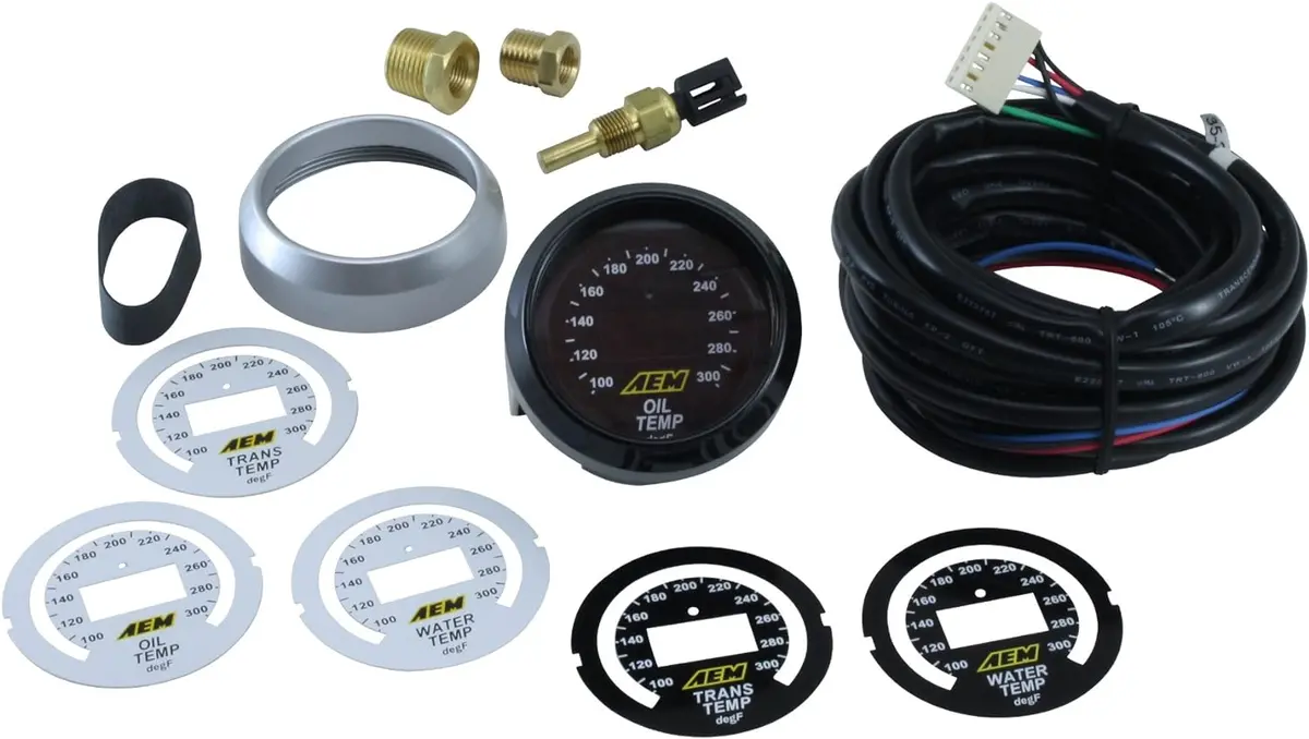 Aem Classic Digital Temperature Gauge Kit 30-4402 100-300F Oil/Fuel/Water 1