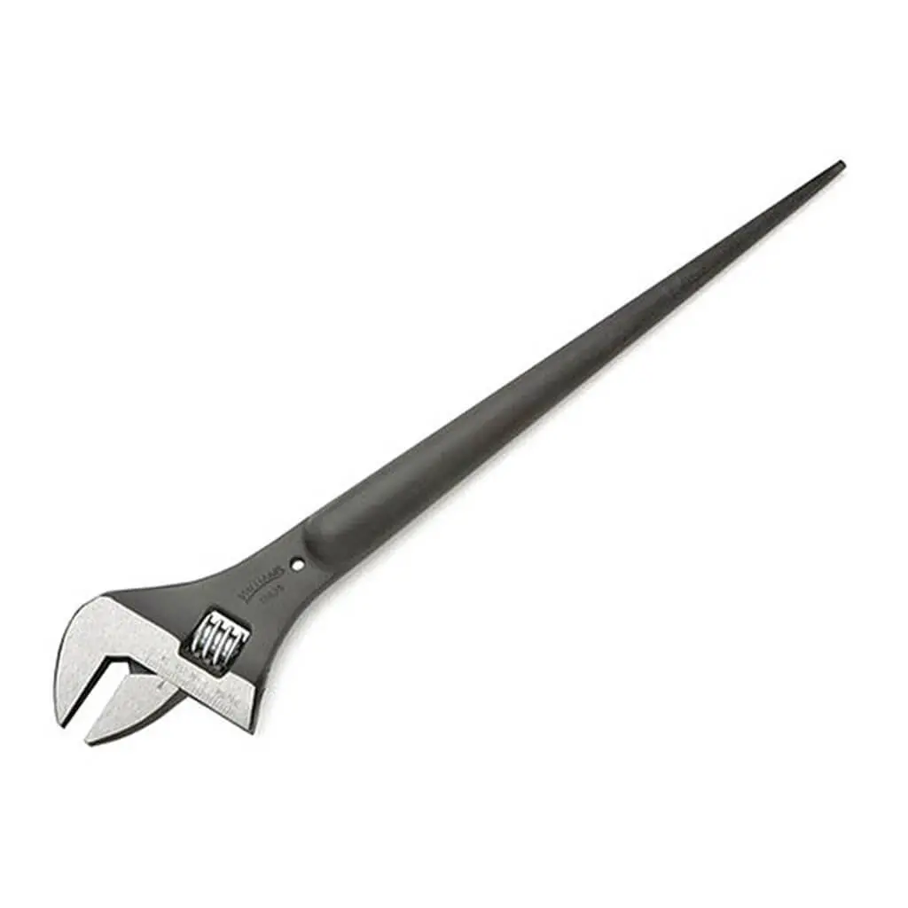 Williams 13625A 15 In. Black Phosphate Finish Steel Adjustable Construction Tapered Spud Handle Tether Wrench With 1-1/2 In. Jaw Opening 1