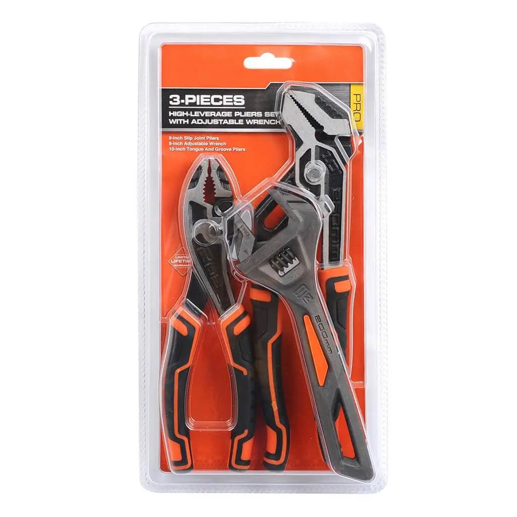 Vanquish 3196 8 In. & 10 In. High Leverage Pliers Set With 8 In. Adjustable Wrench (3-Piece) 1