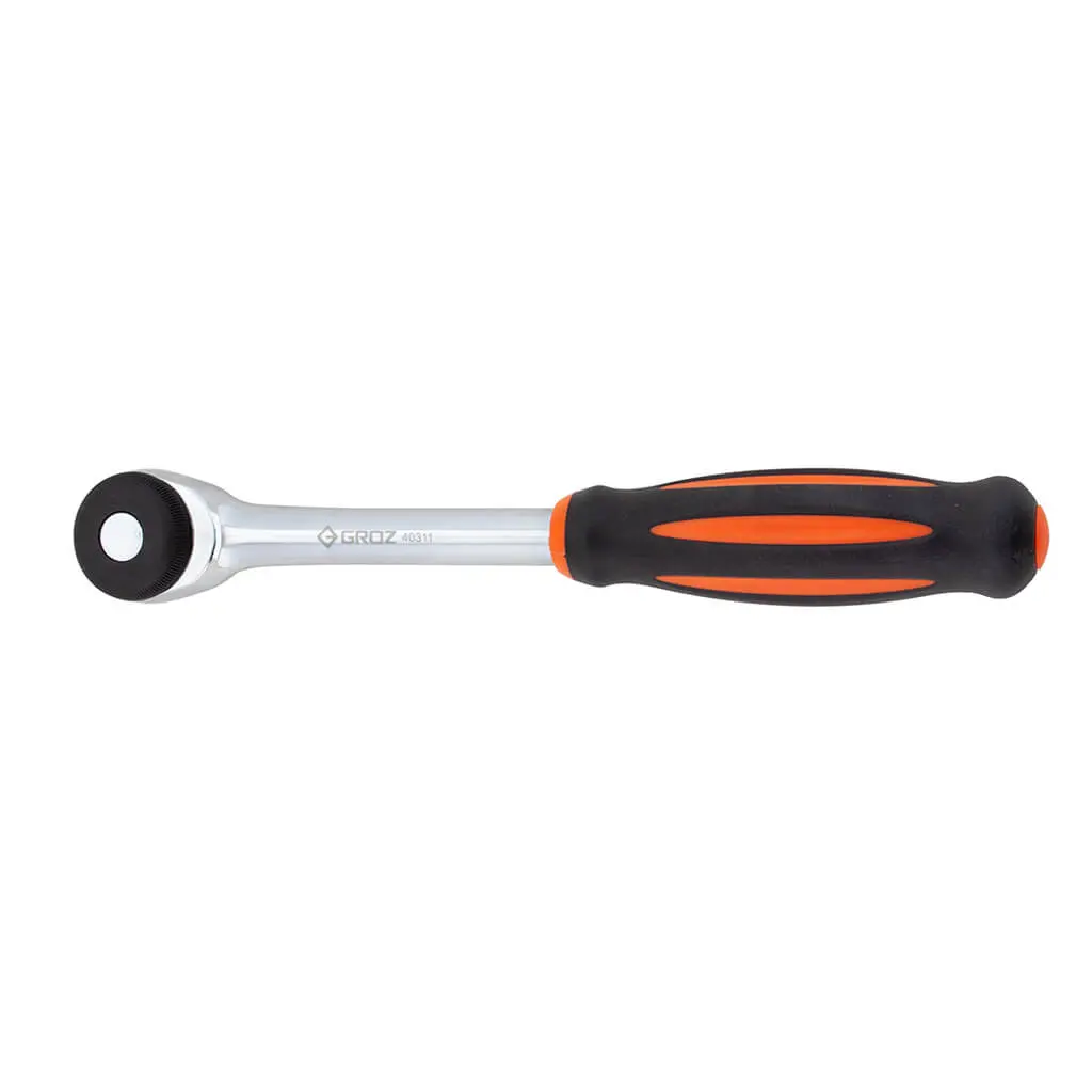 Groz Rtd/Dd/1-4/Ug 1/4 In. Chrome Plated Dual Drive Speed/Conventional/Twist Ratchet Handle 1