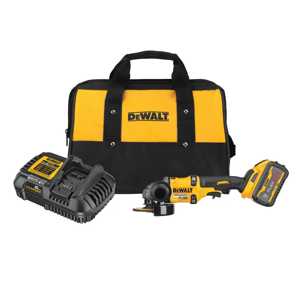 Dewalt Dcg418x1 Flexvolt 60-Volt Max Lithium-Ion 4-1/2 In. - 6 In. Brushless Grinder Kit With Kickba 1