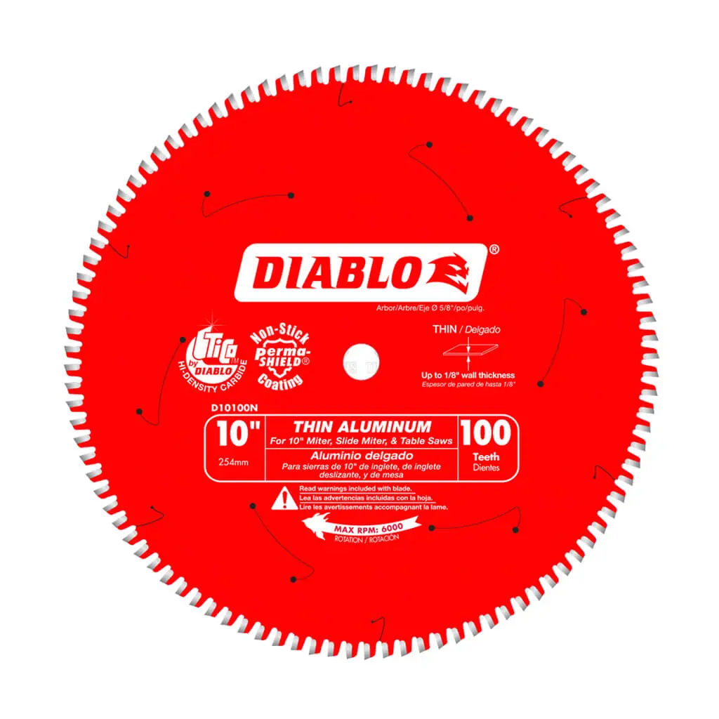 Diablo D10100n 10 In. 100-Tooth Thin Micro-Grain Carbide Tipped Aluminum Cutting Saw Blade 1