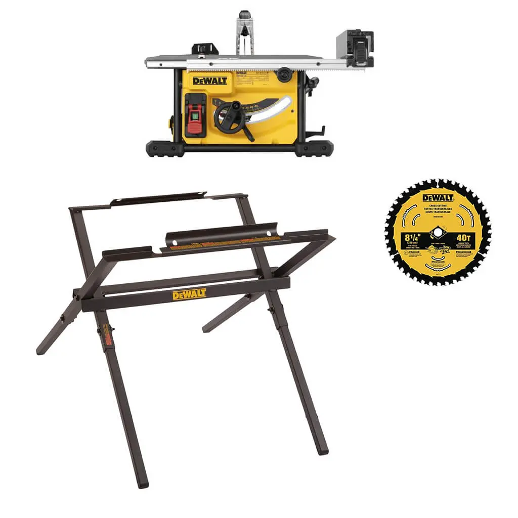 Dewalt Dwe7485ws Corded 8-1/4 In. Table Saw With Stand And Blade 1