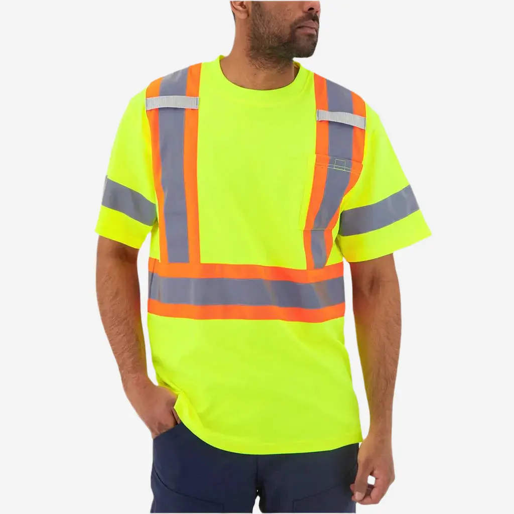 Duradrive Men's Deluxe Yellow Hi-Vis Short Sleeve Cotton Rich Safety T-Shirt 1
