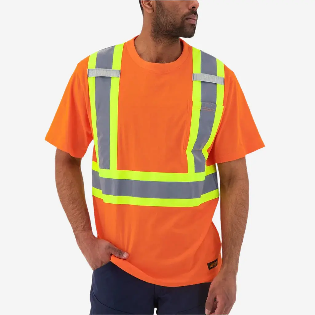 Duradrive Men's Orange Hi-Vis Short Sleeve Cotton Safety T-Shirt 1