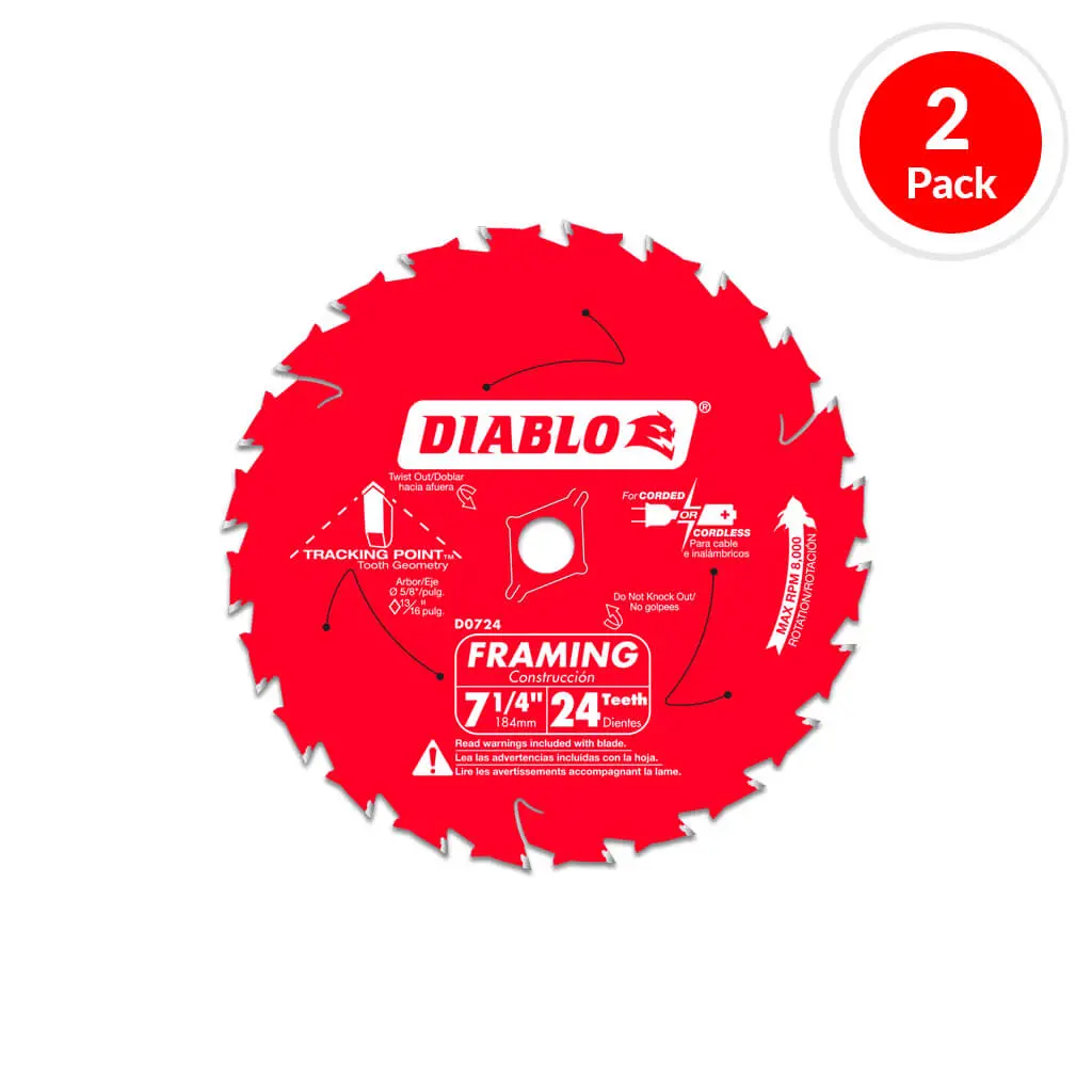 Diablo Promo D0724px Wood Saw Blade 7-1/4” X 5/8” X 24T 2Pk 1