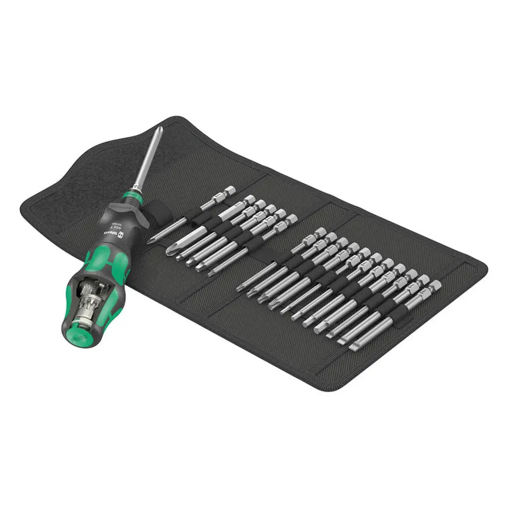 Wera 05057483001 19-Piece Kraftform Kompakt 1/4 In. Imperial Hex Turbo Bit Holder Screwdriver Set 1