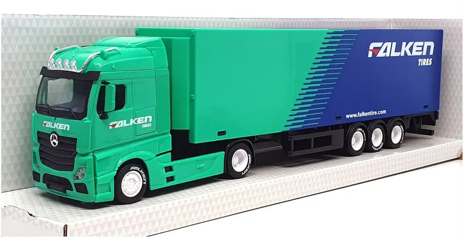 Burago 1/43 Scale 18-31460 - Mercedes Benz Hauler Truck & Trailer - Falken Tires 1