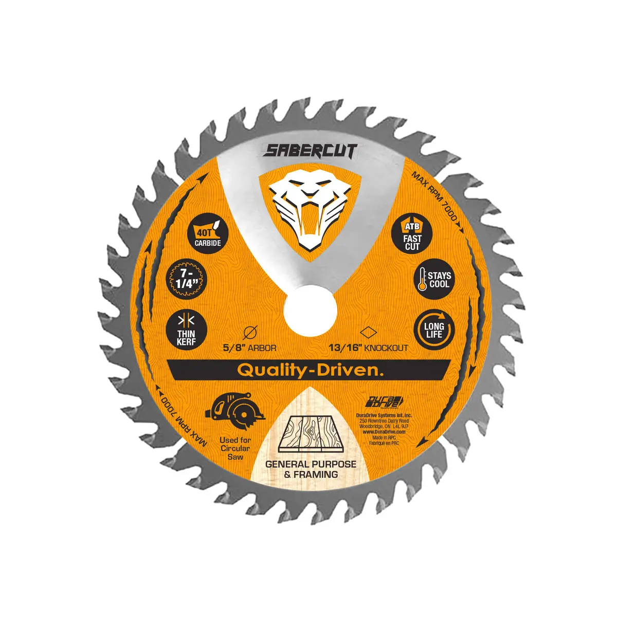Sabercut 7-1/4 In X 40T Carbide Tooth Framing Blade 1