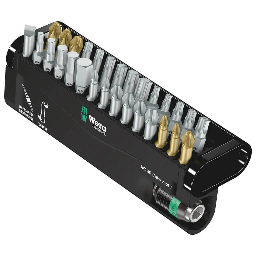 Wera 05056440001 Bit-Check 30 Universal 1 Rapidaptor Bit Holder And Bit Set (30-Piece) 1