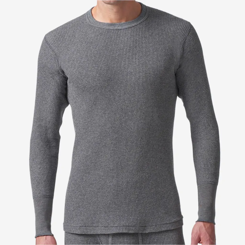 Stanfield's Long Sleeve Waffle-Knit Crew Neck Charcoal Thermal Shirt 1