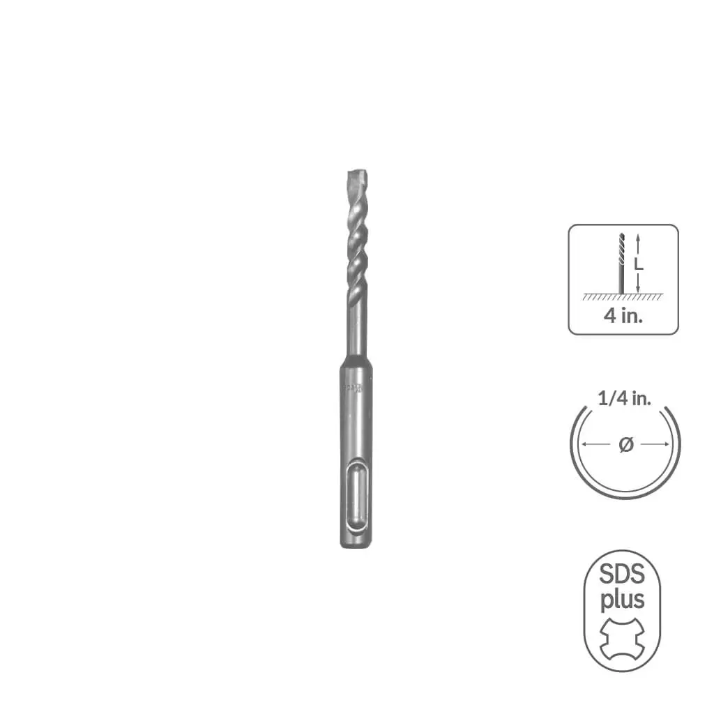 Sabercut 1/4 In. X 4 In. Sds Plus 3-Cutter Carbide Tip Concrete & Rebar Drill Bit 1