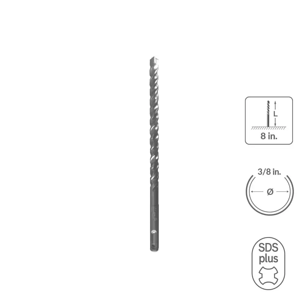 Sabercut 3/8 In. X 8 In.  Sds Plus 3-Cutter Carbide Tip Concrete & Rebar Drill Bit 1