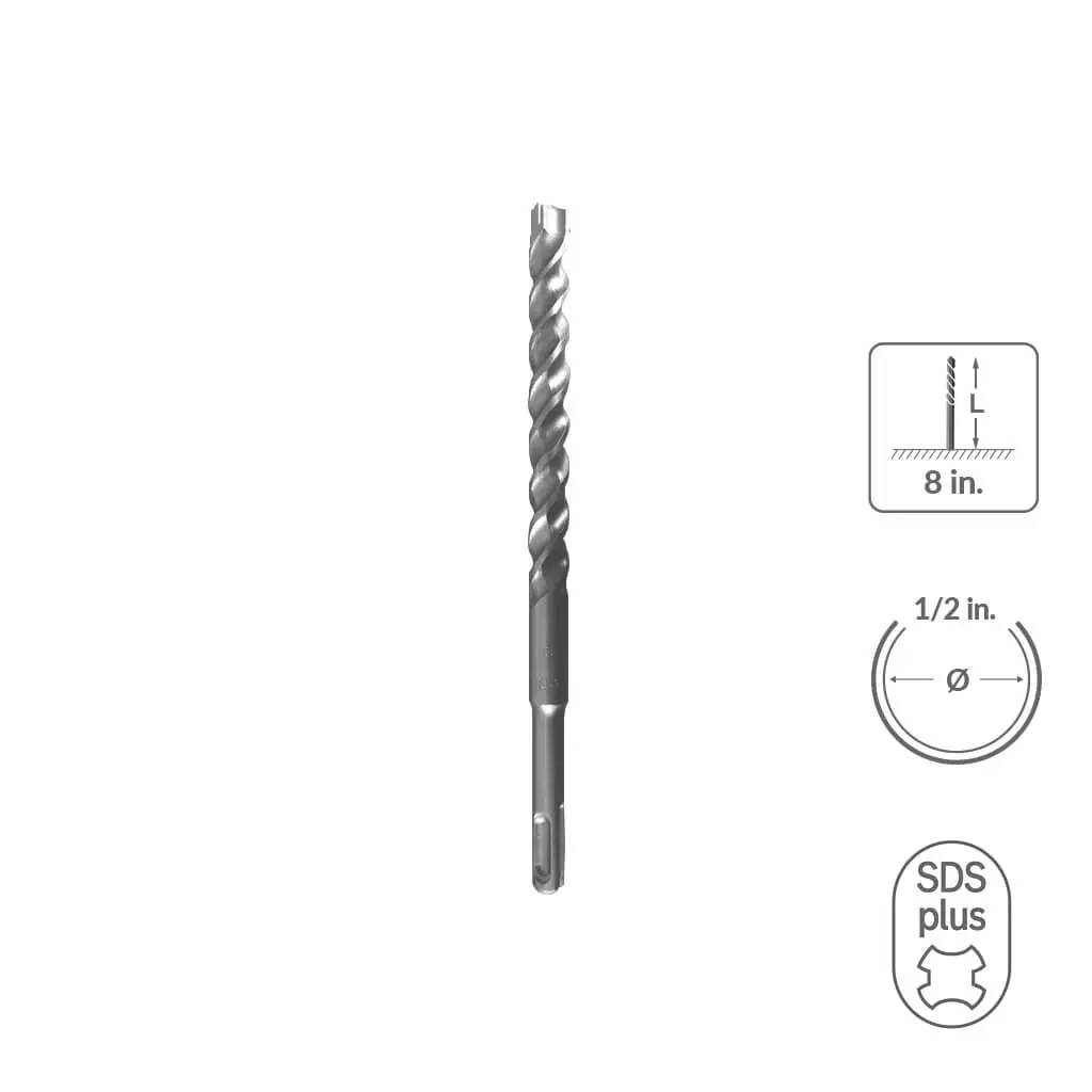 Sabercut 1/2 In. X 8 In. Sds Plus 3-Cutter Carbide Tip Concrete & Rebar Drill Bit 1