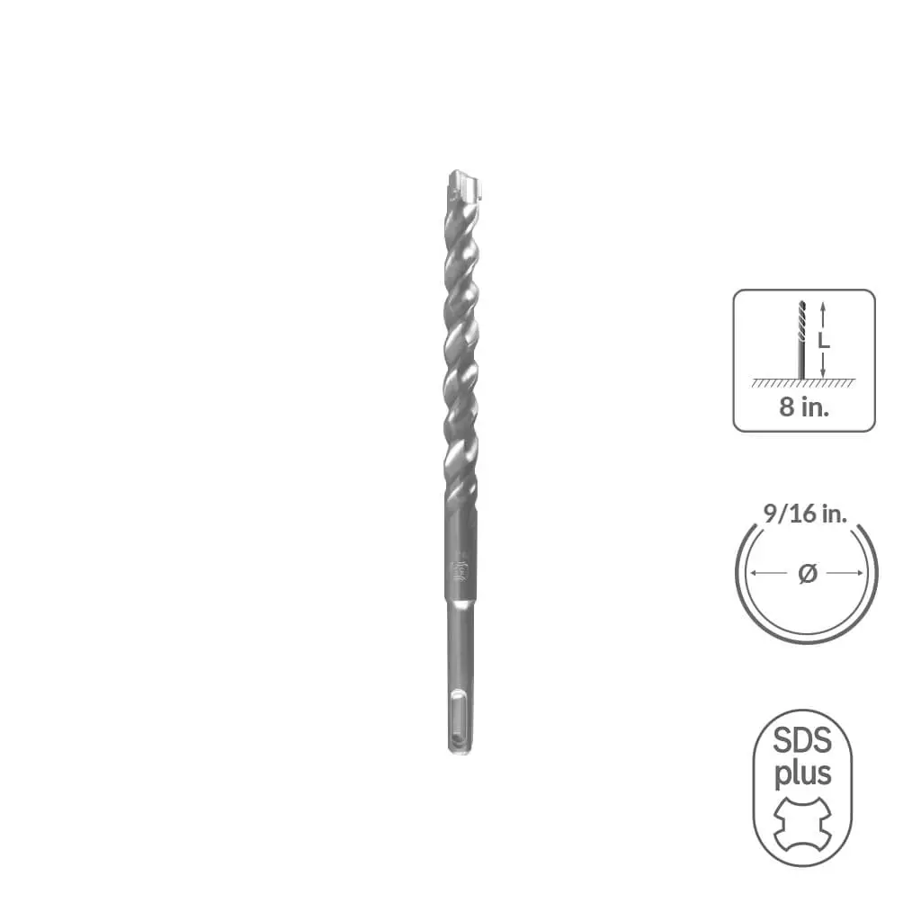 Sabercut 9/16 In. X 8 In. Sds Plus 3-Cutter Carbide Tip Concrete & Rebar Drill Bit 1