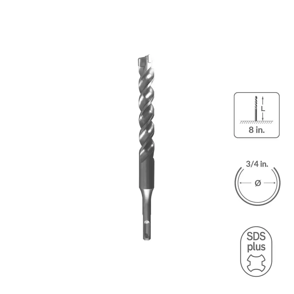 Sabercut 3/4 In. X 8 In. Sds Plus 3-Cutter Carbide Tip Concrete & Rebar Drill Bit 1
