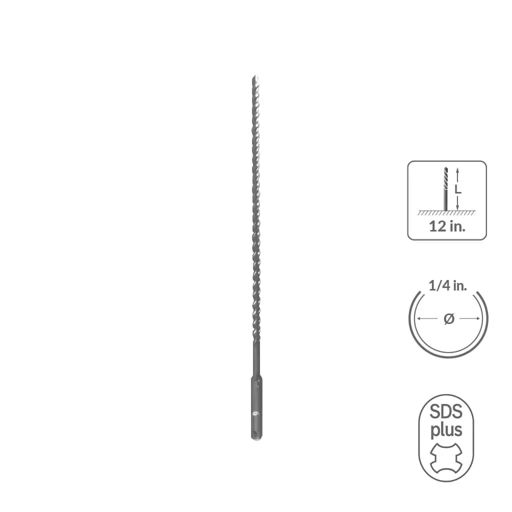 Sabercut 1/4 In. X 12 In. Sds Plus 3-Cutter Carbide Tip Concrete & Rebar Drill Bit 1