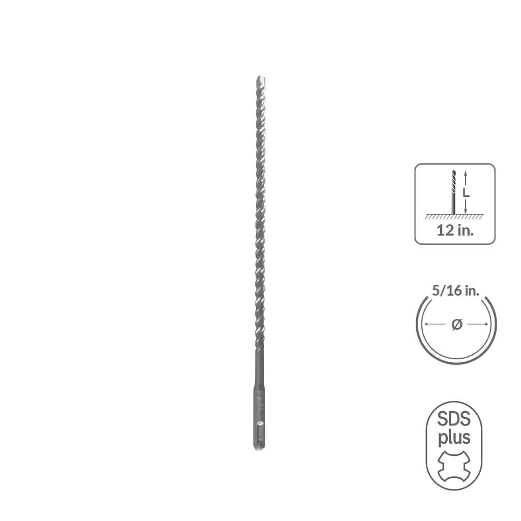 Sabercut 5/16 In. X 12 In. Sds Plus 3-Cutter Carbide Tip Concrete & Rebar Drill Bit 1