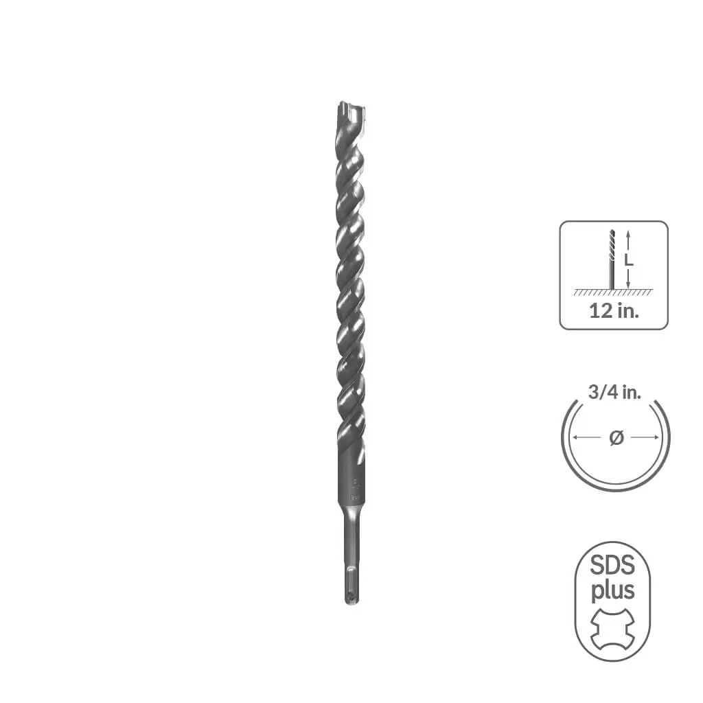 Sabercut 3/4 In. X 12 In. Sds Plus 3-Cutter Carbide Tip Concrete & Rebar Drill Bit 1