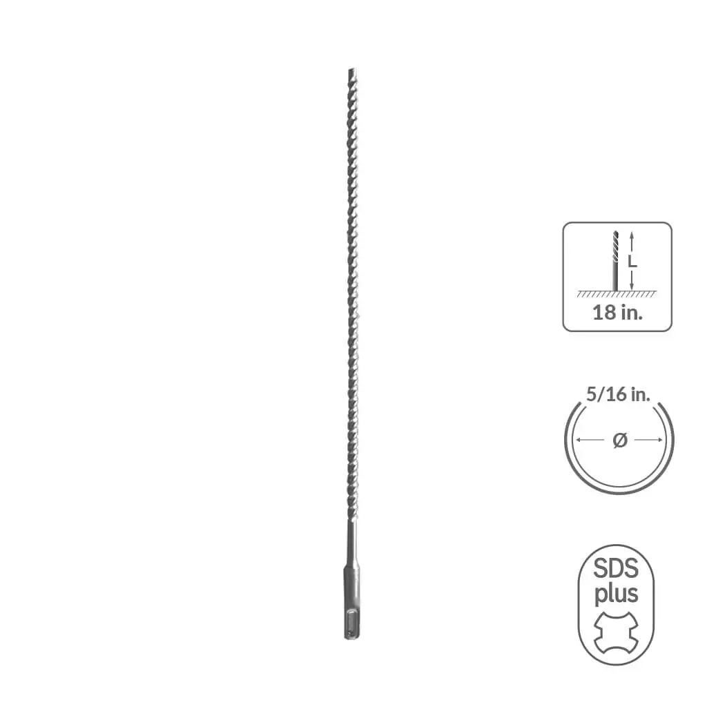 Sabercut 5/16 In. X 18 In. Sds Plus 3-Cutter Carbide Tip Concrete & Rebar Drill Bit 1