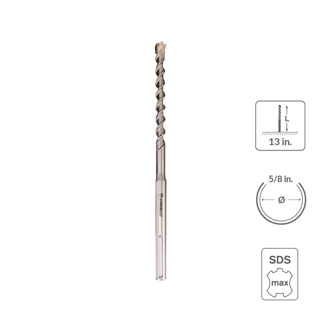 Sabercut 5/8 In 13 In Carbide Tipped 6-Cutter Hammer Drill Bit 1