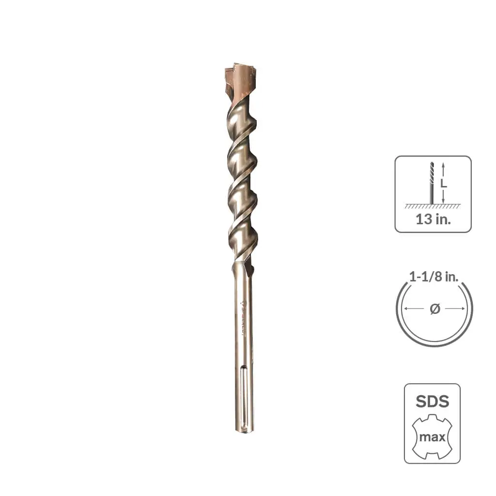 Sabercut Sds-Max 1-1/8 In X 13 In Carbide Tipped 6-Cutter Hammer Drill Bit 1
