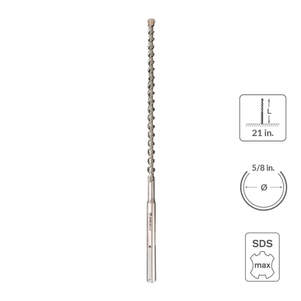 Sabercut 5/8 In 21 In Carbide Tipped 6-Cutter Hammer Drill Bit 1