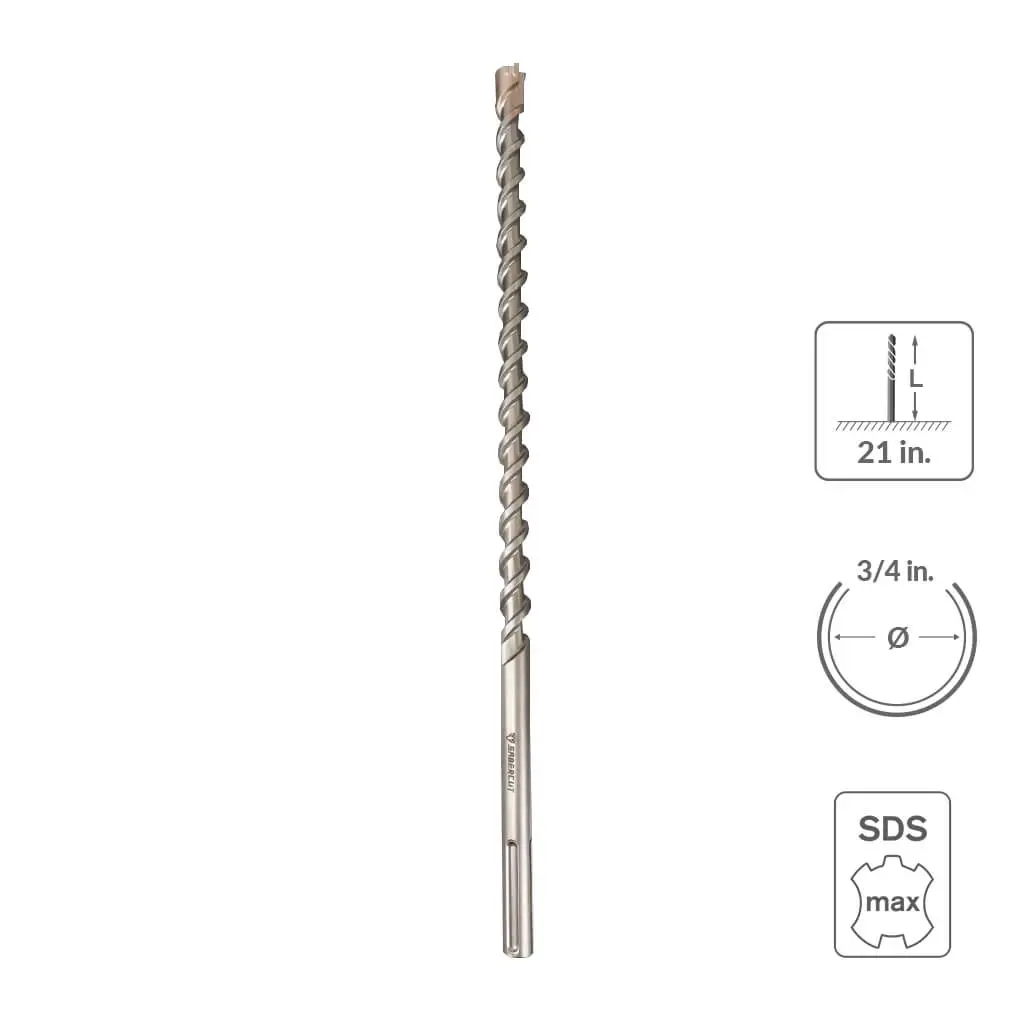 Sabercut 3/4 In. X 21 In. Carbide Tipped 6-Cutter Concrete & Rebar Drill Bit 1