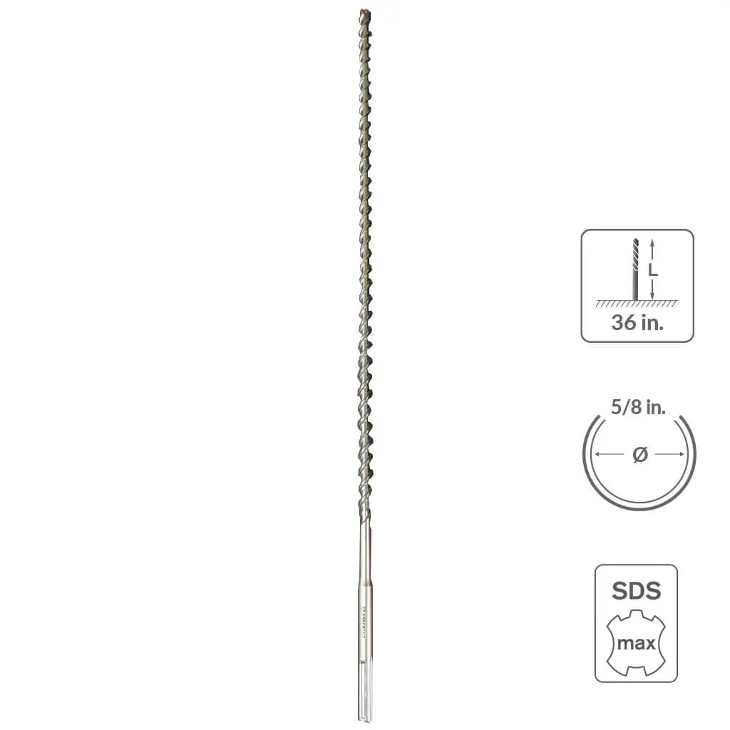 Sabercut 5/8 In 36 In Carbide Tipped 6-Cutter Hammer Drill Bit 1