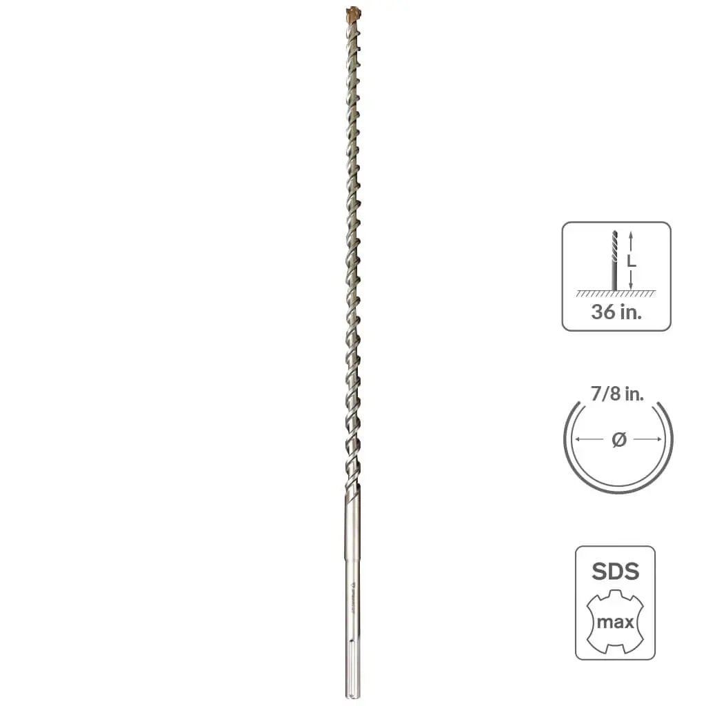Sabercut 7/8 In 36 In Carbide Tipped 6-Cutter Hammer Drill Bit 1