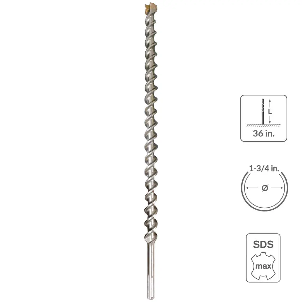 Sabercut  1-3/4 In. X 36 In. Sds Max 6-Cutter Carbide Tip Concrete & Rebar Hammer Drill Bit 1