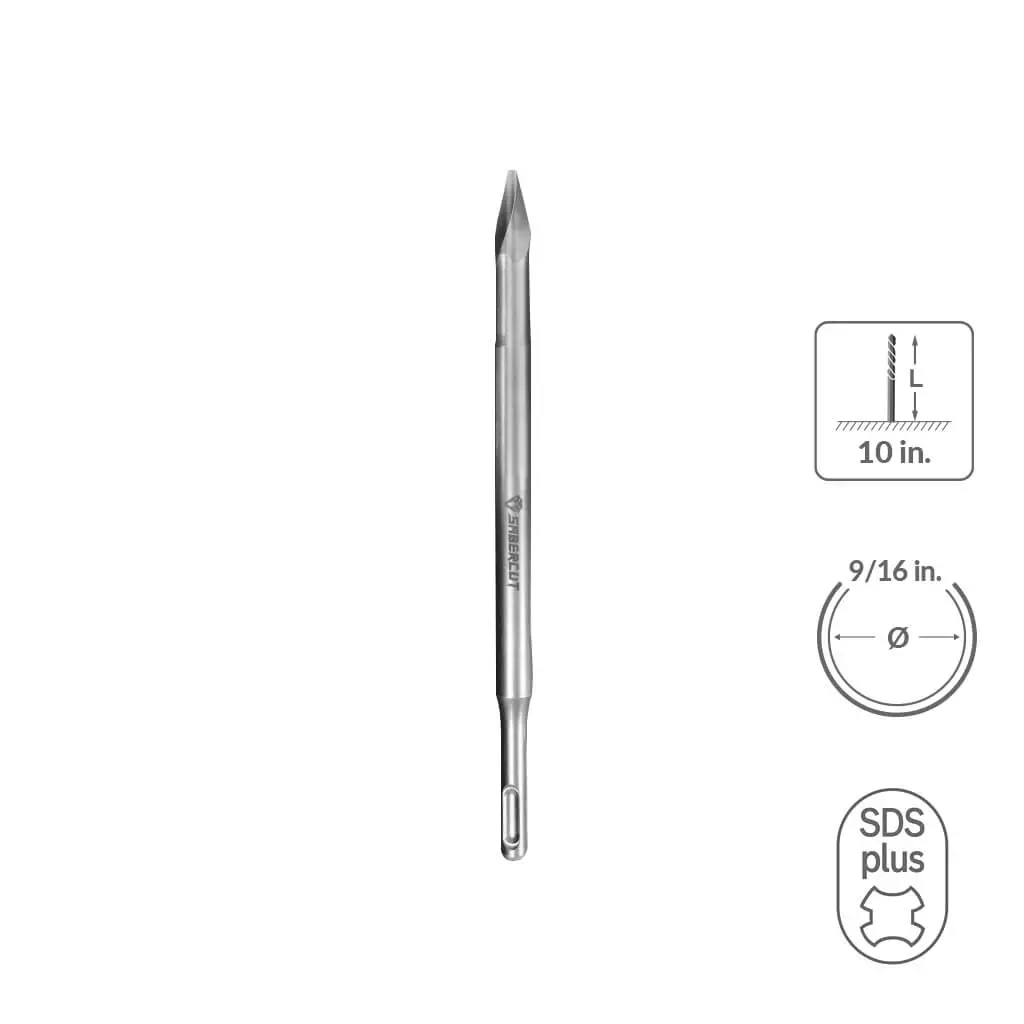 Sabercut 9/16 In 10 In Helix Pointed Chisel Bit 1