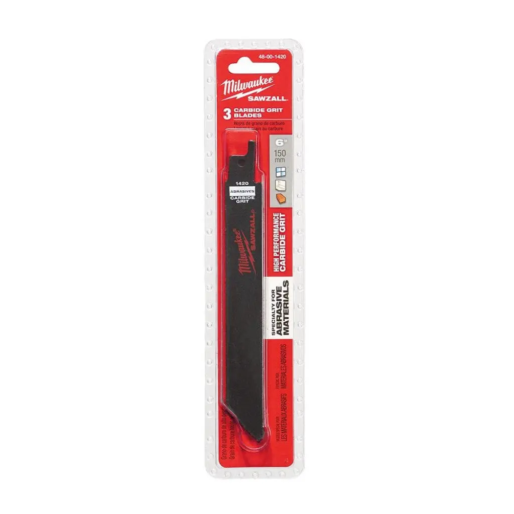 Milwaukee 48-00-1420 6" Carbide Grit Sawzall Blade (3 Pk) 1