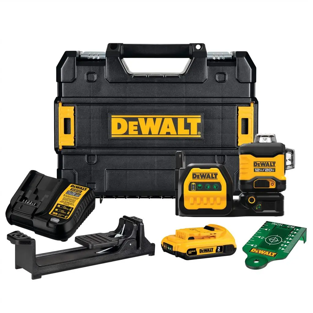 Dewalt Dcle34030g 20-Volt Max Lithium-Ion Cordless 3-Beam 360-Degree Green Line Laser Kit 1