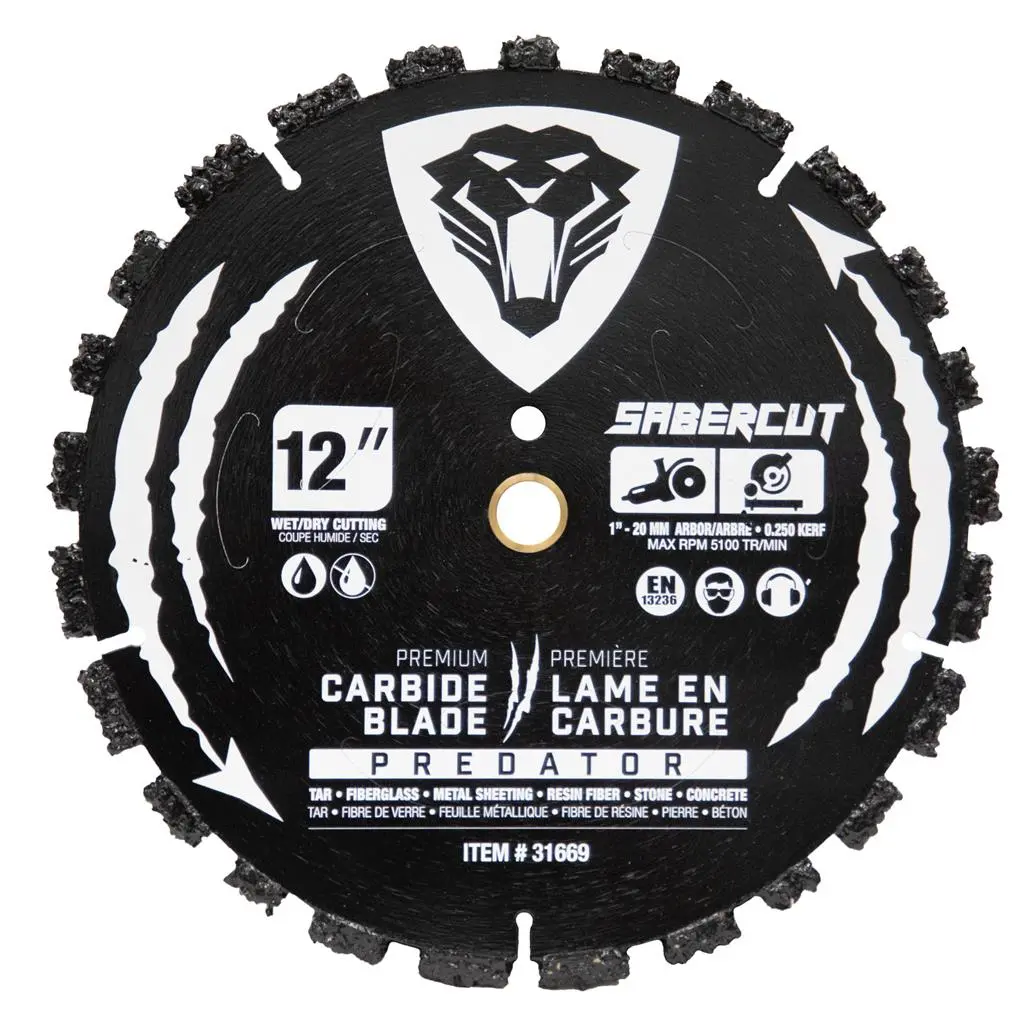 Sabercut 12 In. Predator Demolition Black Segmented Carbide Blade 1