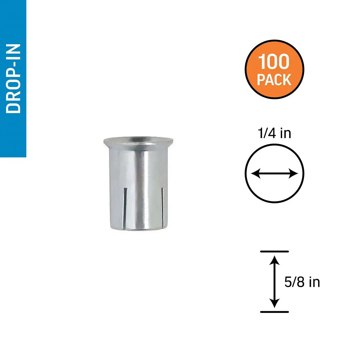 Duradrive 1/4 In. Lipped Short Drop-In Anchor (100-Pack) 1