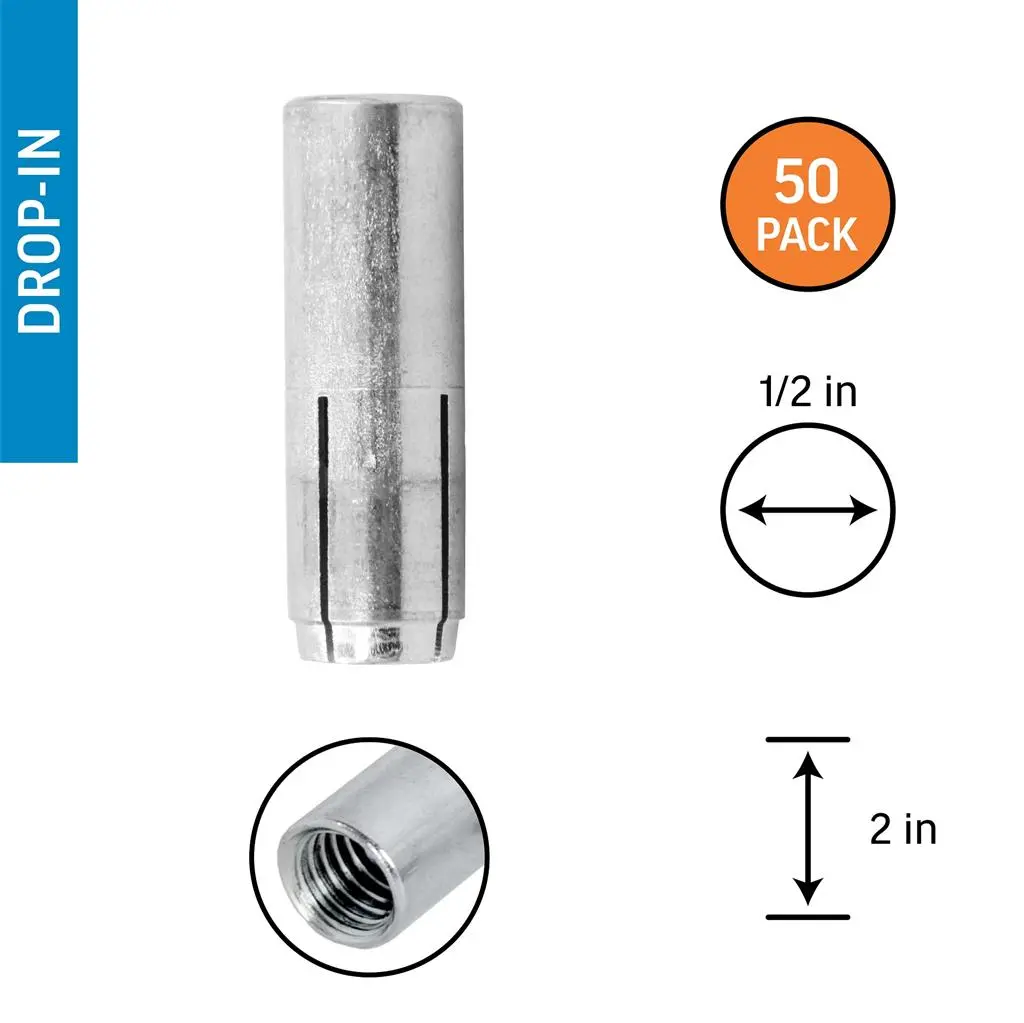 Duradrive 1/2 In 2 In Steel Internally Threaded Smooth Drop-In Anchor - 50/Pack 1