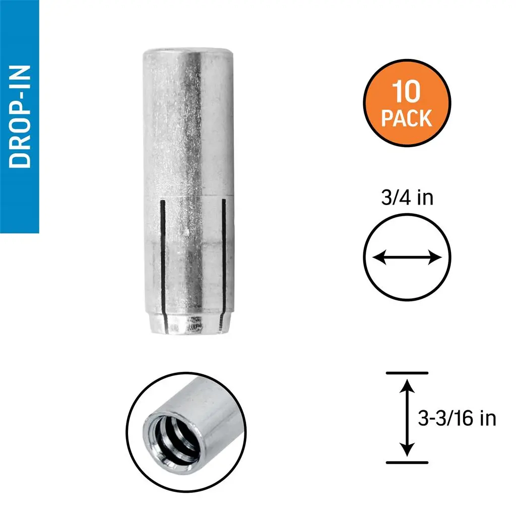 Duradrive 3/4 In 3-3/16 In Steel Internally Threaded Coil Drop-In Anchor - 10/Pack 1