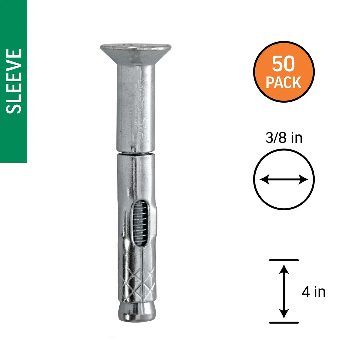 Duradrive 3/8 In. X 4 In. Flat Head Sleeve Anchor (50-Pack) 1