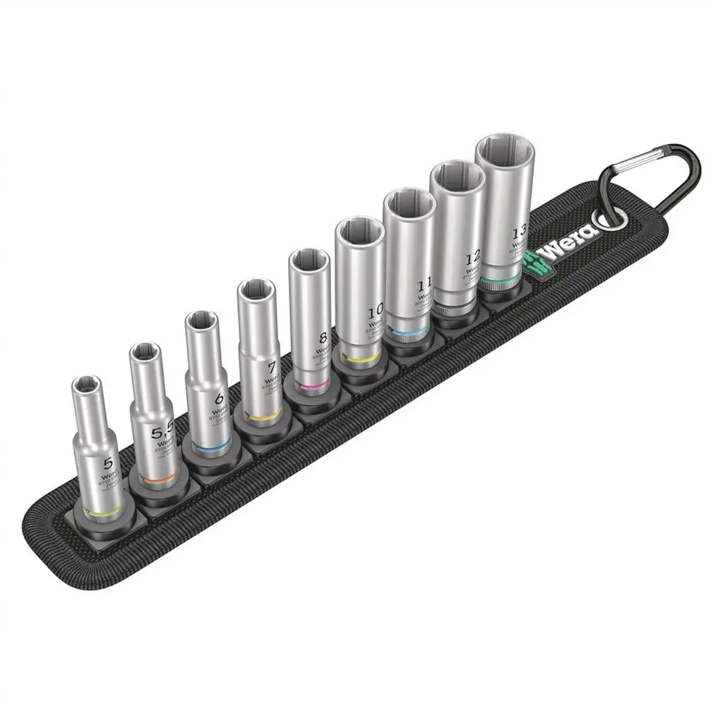 Wera 05004525001 1/4 In. Drive Belt A Deep 1 Socket Set (9-Piece) 1