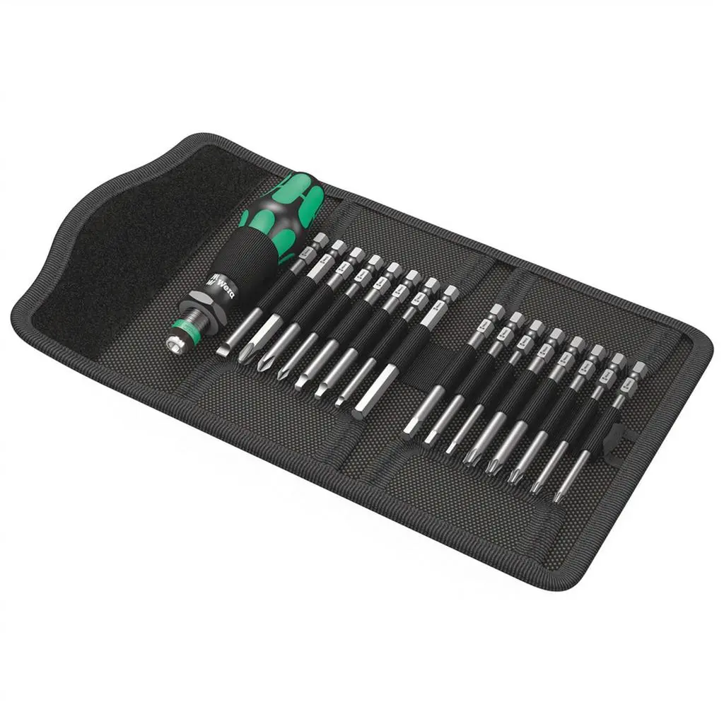 Wera 05051042001 Kraftform Kompakt 60 Imperial 1/4 In. Bitholding Quick-Release Chuck Screwdriver And Bit Set (17-Piece) 1