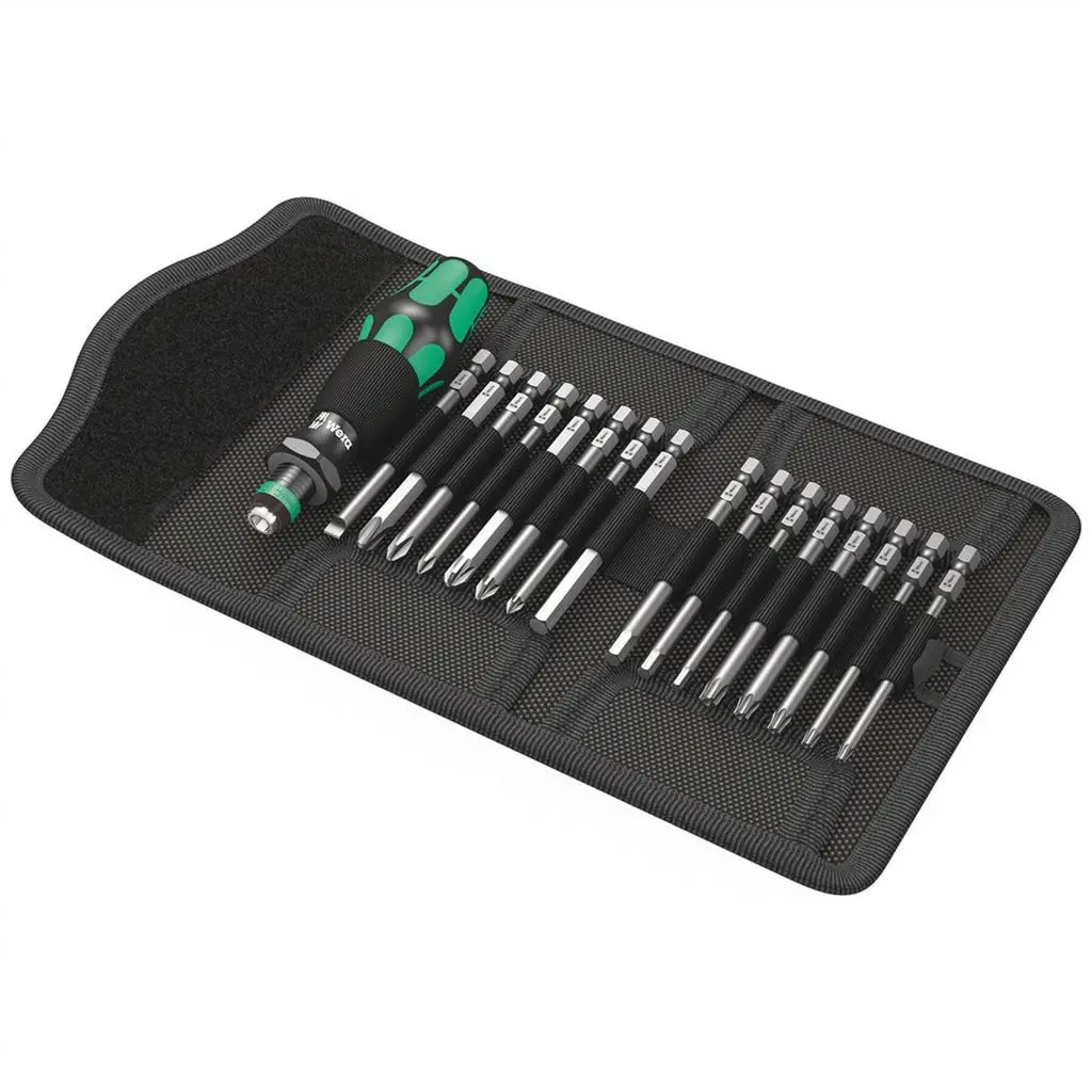 Wera 05059295001 Kraftform Kompakt 60 Metric 1/4 In. Bitholding Quick-Release Chuck Screwdriver And Bit Set (17-Piece) 1