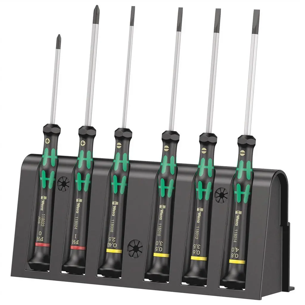 Wera 05118152001 2035/6 B Kraftform Micro Electronic Applications Slotted/Phillips Screwdriver Set With Rack (6-Piece) 1