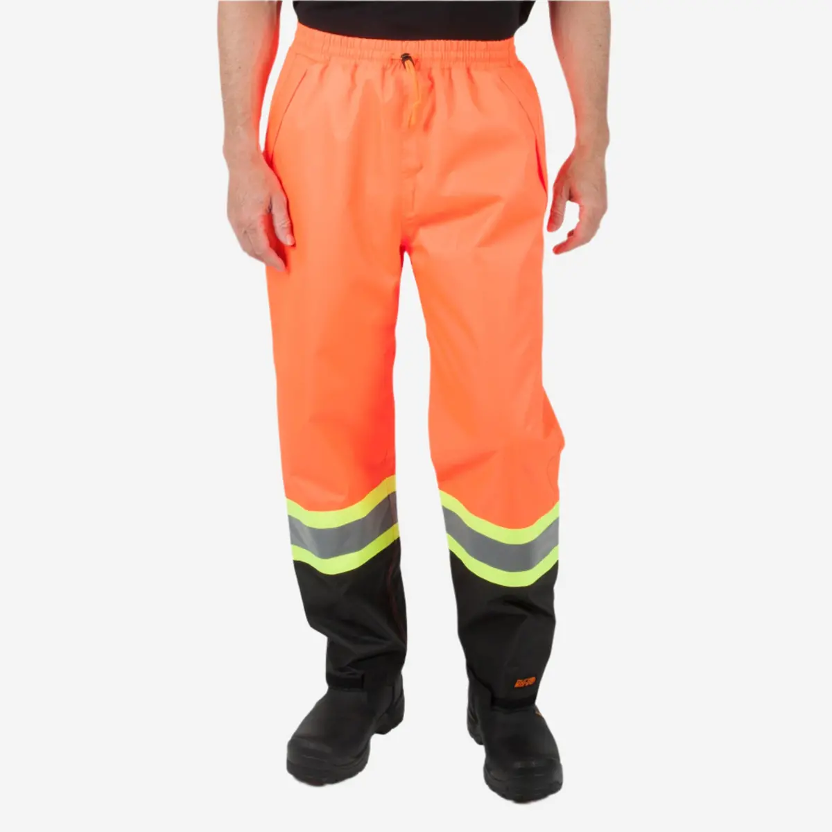 Duradrive Men's Hi-Vis Reflective Tape Ripstop Rain Pants - Orange 1