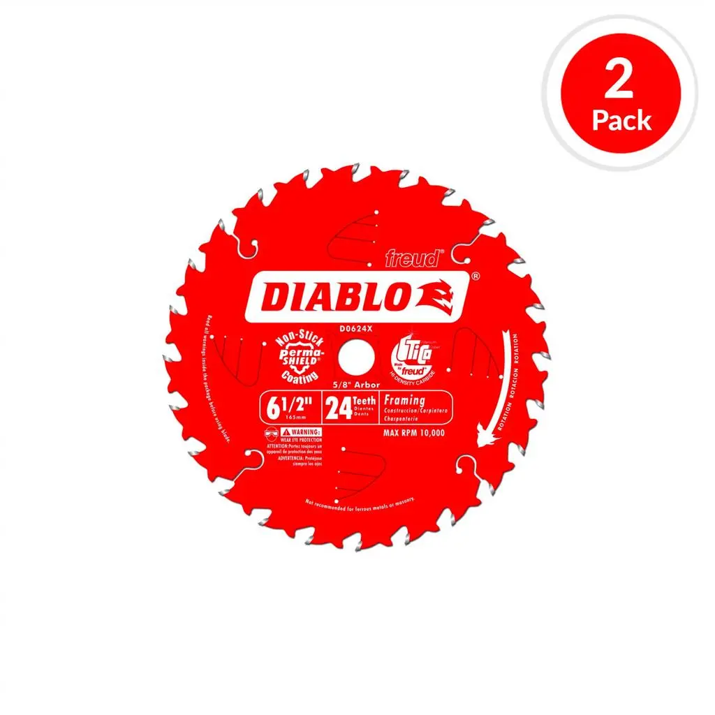 Freud Diablo D0624px 6-1/2 In. 24-Tooth Wood Cutting Framing Saw Blade (2-Pack) 1