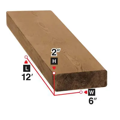 2 In. X 6 In. X 12 Ft. Round Edge Brown Pressure Treated Decking Board 1