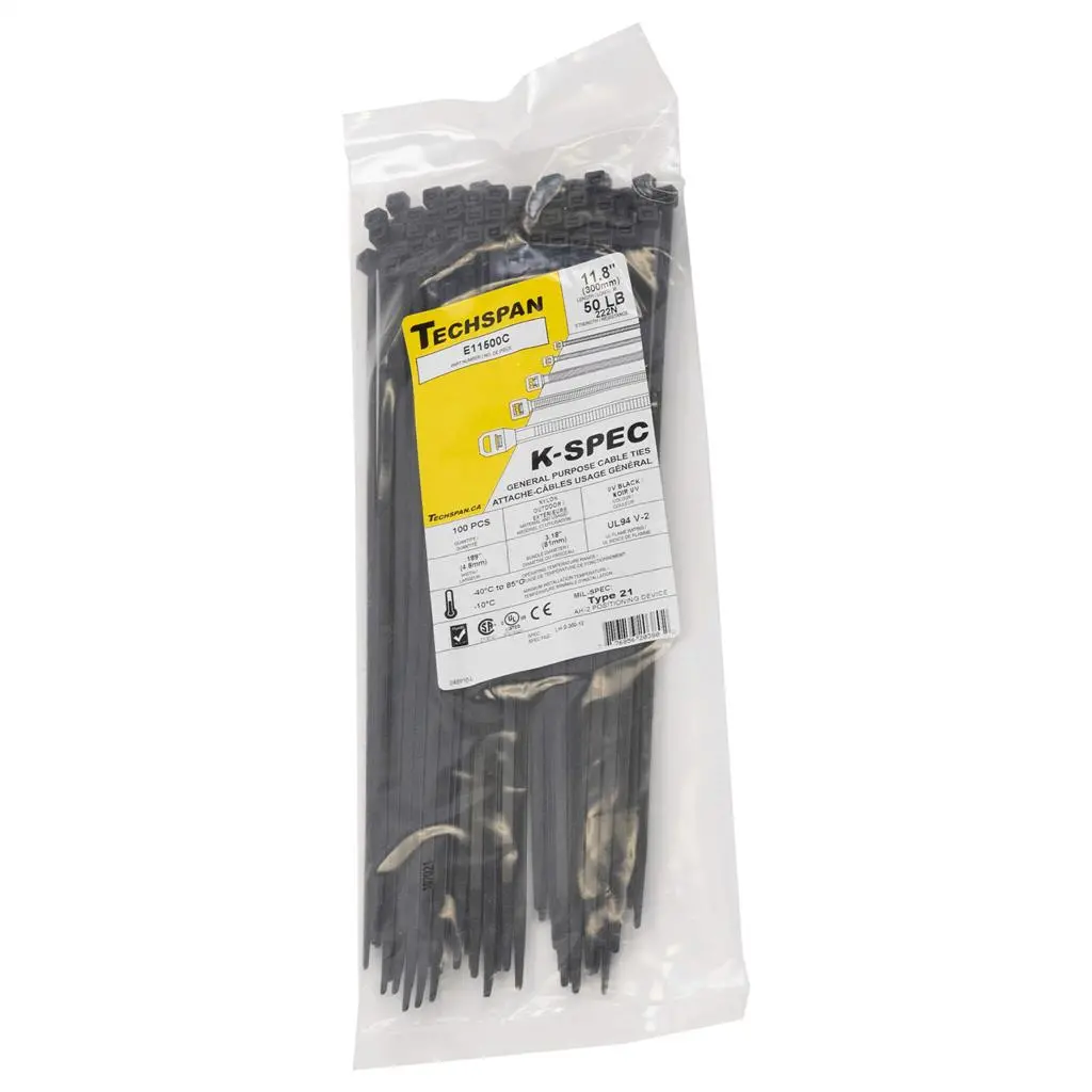 E11500c 11 In. 50 Lb. Uv Black General Purpose Cable Ties (100-Pack) 1