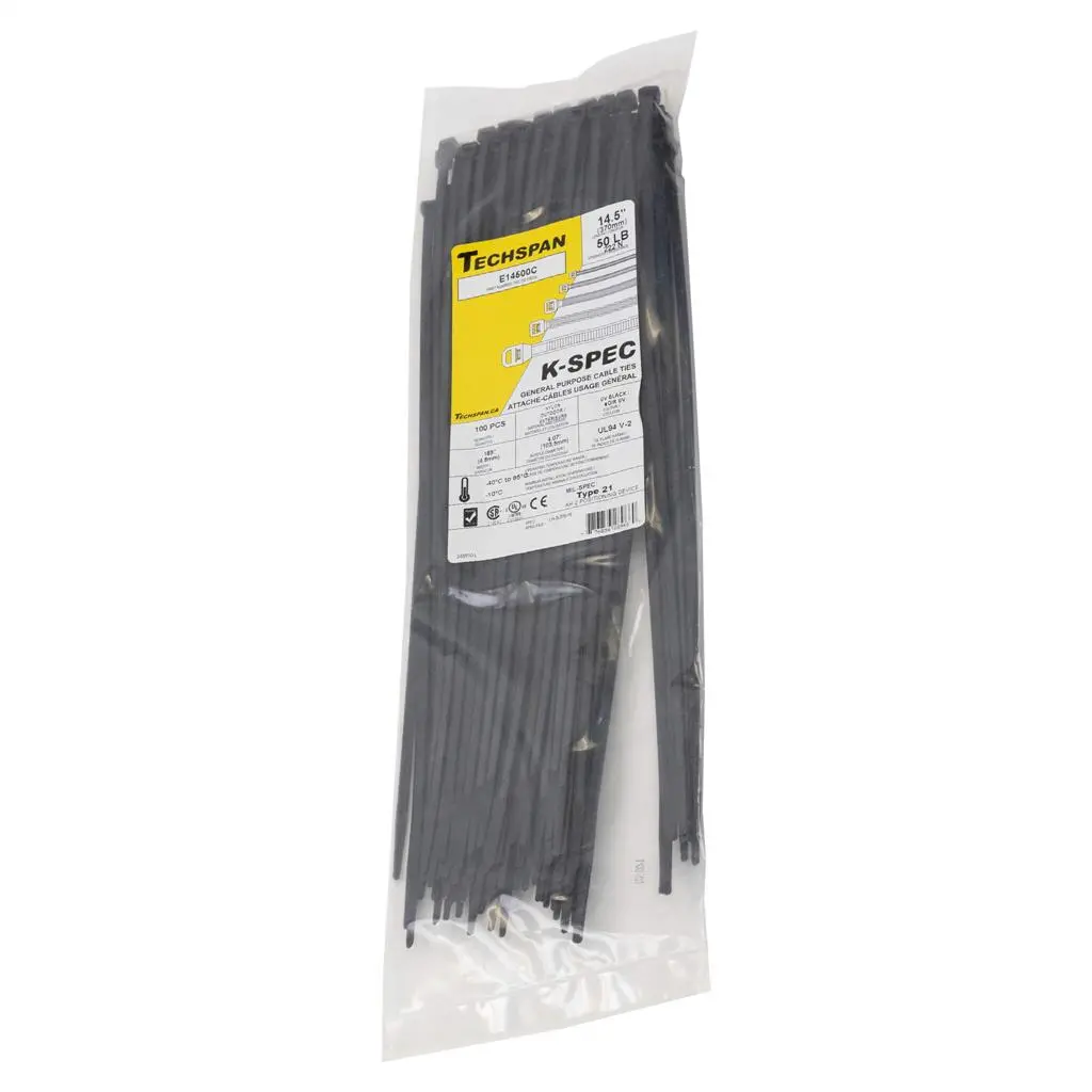 E14500c 14 In. 50 Lb. Uv Black General Purpose Cable Ties (100-Pack) 1