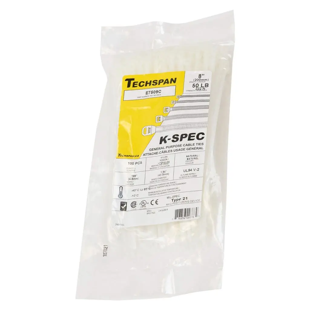 E7509c 8 In. 50 Lb. Natural General Purpose Cable Ties (100-Pack) 1