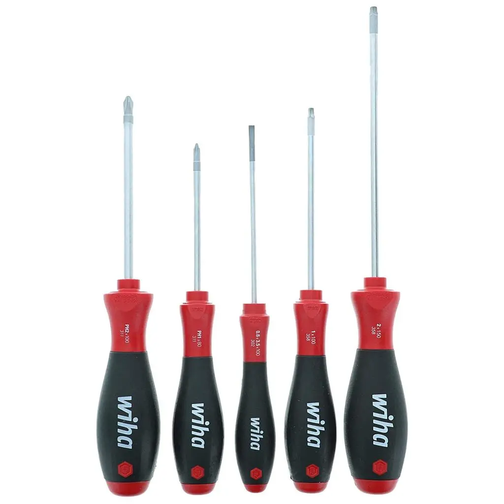 Wiha 30286 Softfinish Slotted/Phillips/Square Screwdriver Set (5-Piece) 1